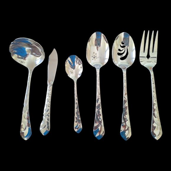 Oneida Pacific Tide Stainless glossy Silverware Flatware Serving Pieces Lot of 6 - Picture 1 of 14